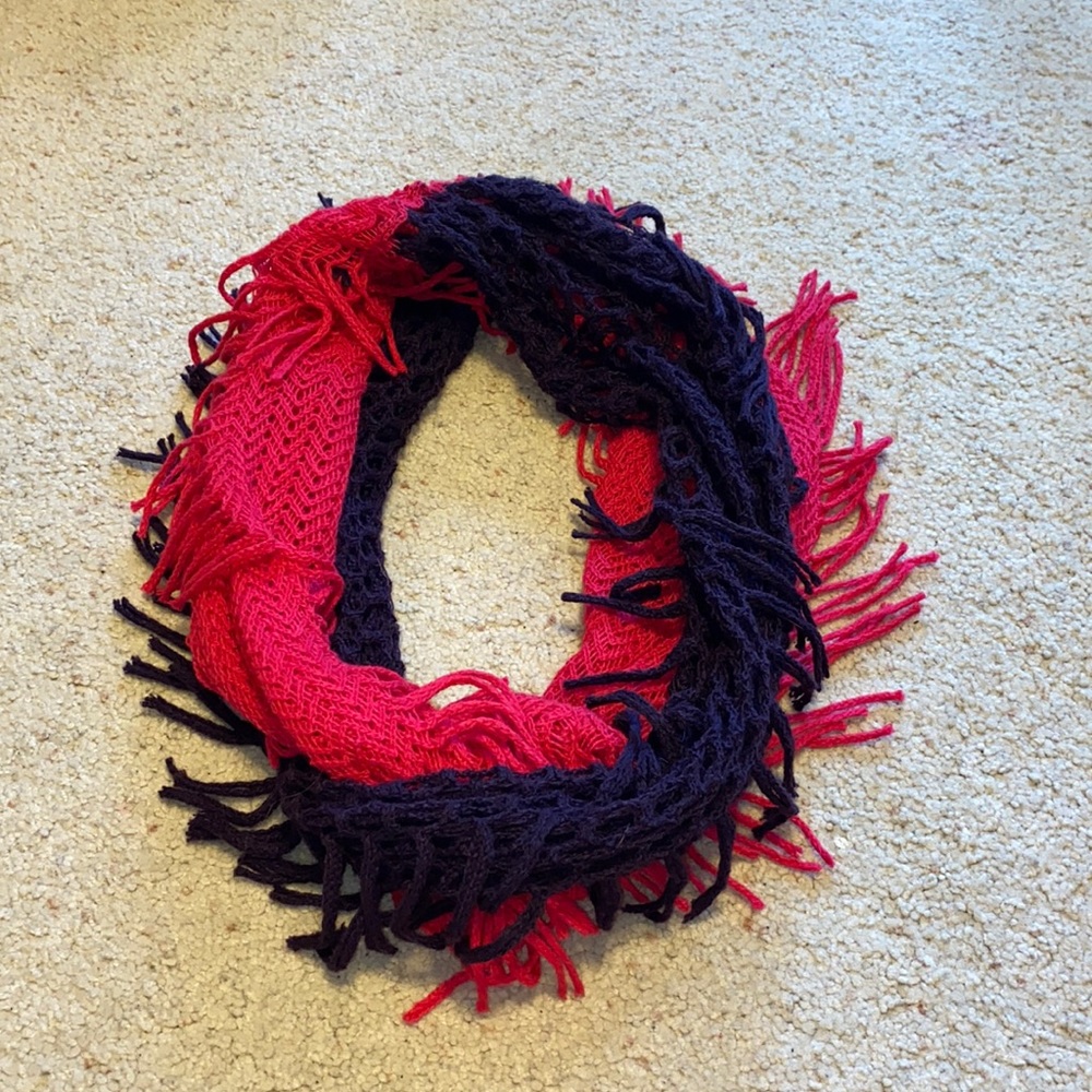 Pink and purple infinity scarf